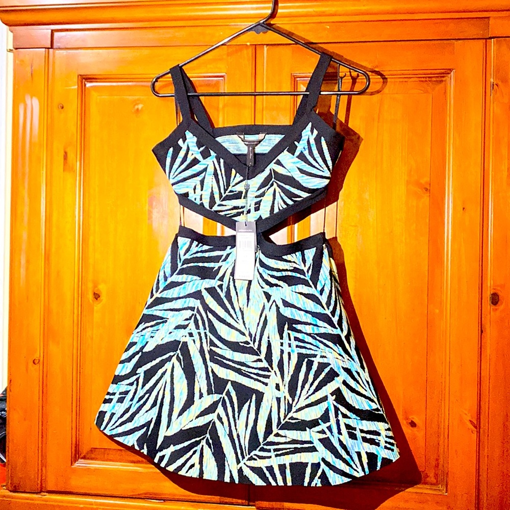 BCBGMAXAZIRA Cutout Jacquard Knit Dress S